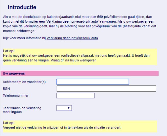 Tips kilometerregistratie - verklaring geen privegebruik