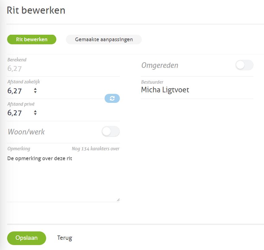 rit bewerken