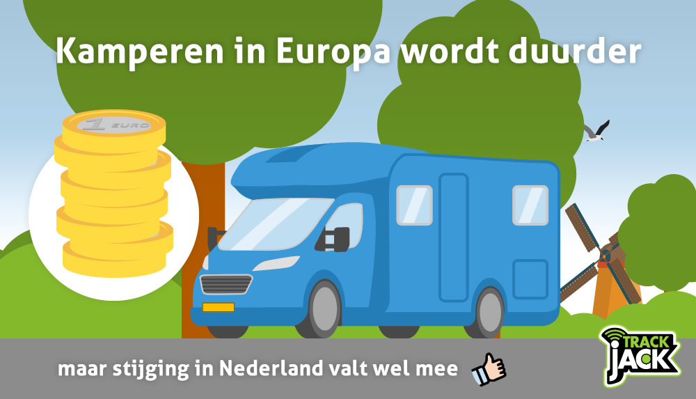 Gezin kampeert in Nederland op een groene camping met tent en caravan
