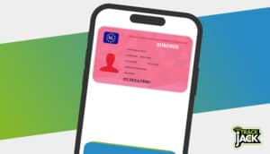 Smartphone met een digitaal rijbewijs in een EU-app
