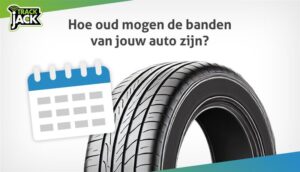 Close-up van een autoband met zichtbare profielslijtage en droogtescheurtjes