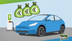 Elektrische automobilist bekijkt laadpaal zonder duidelijke prijsinformatie