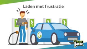 Elektrische auto van zakelijke rijder wacht bij bezette laadpaal