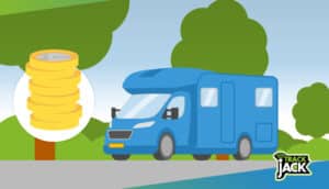 Geparkeerde camper tijdens winterstalling vanwege schorsing