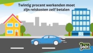 Werknemer in de auto tijdens de spits