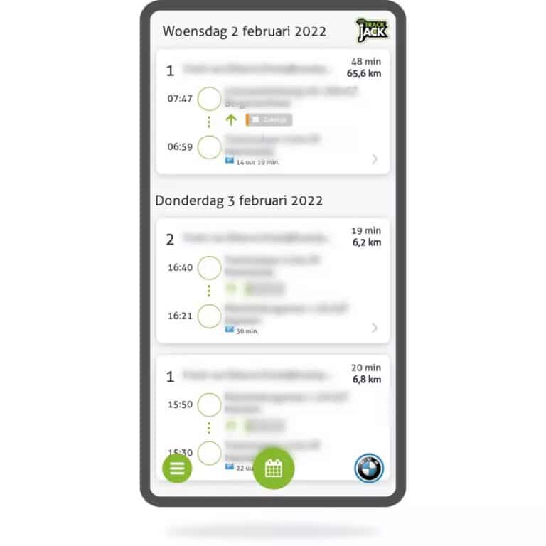 Voorbeeld kilometerregistratie Belastingdienst automatisch bijgehouden met GPS - TrackJack. Ga naar Bekijk de TrackJack app