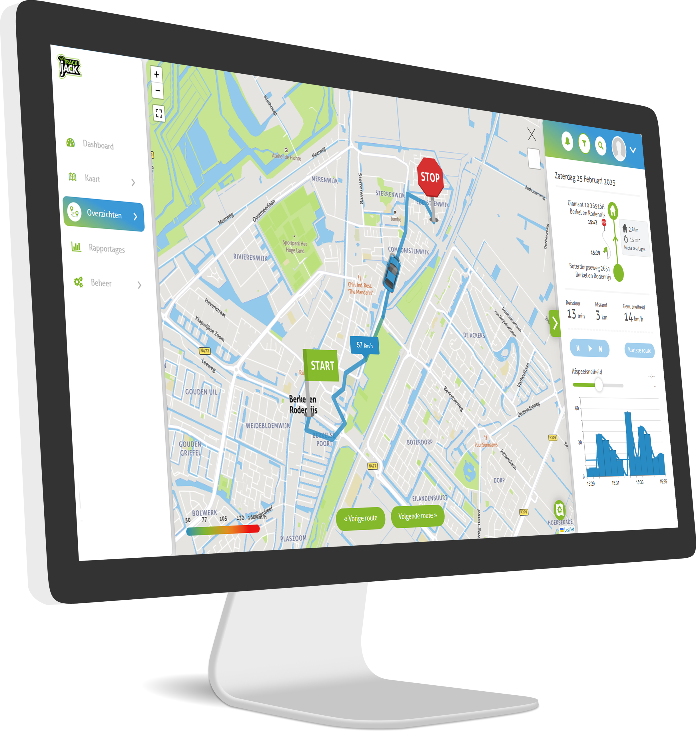 TrackJack fleetmanagement software online toegankelijk via desktop, tablet en mobiele app
