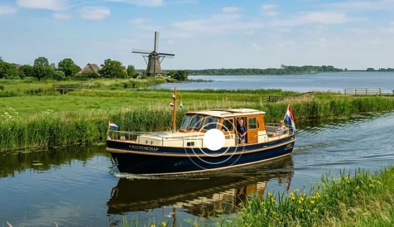 Boot met GPS tracker aan het water. Ga naar GPS tracker voor je boot
