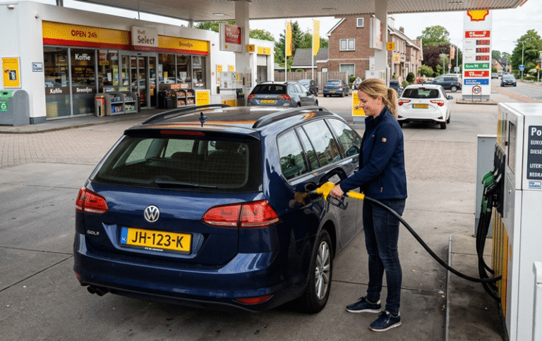Benzine- en dieselprijzen bij een tankstation