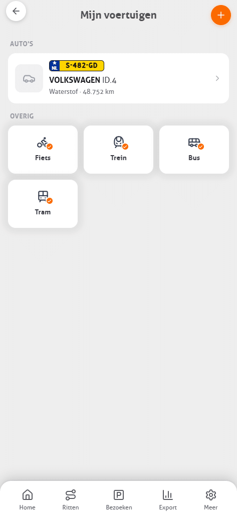 Voertuigenlijst in de MoveJack app